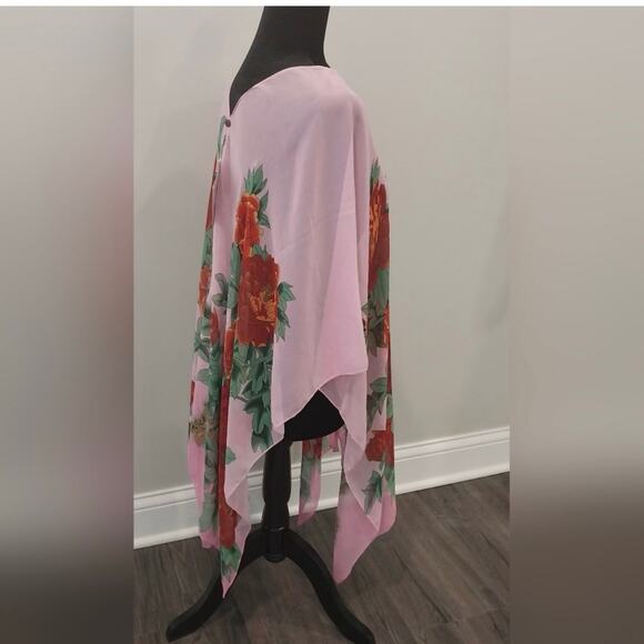 Pineapple Moon Floral Chiffon Shawl Scarf Duster Wrap New - Picture 6 of 12